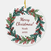 Danke, Lehrerin Name Weihnachtsschrei Keramik Ornament (Hinten)