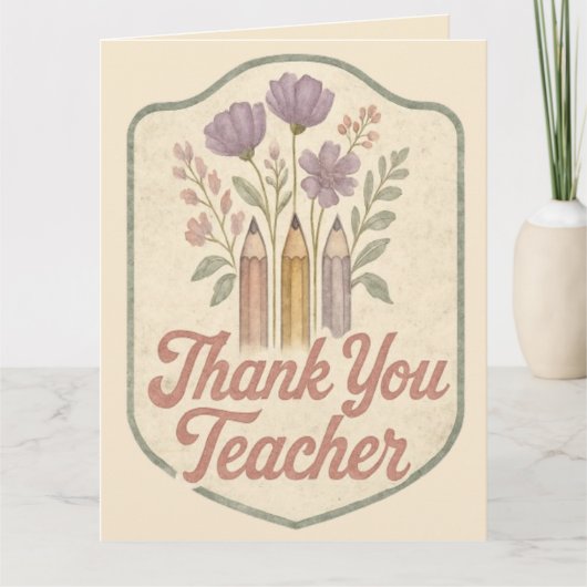 Danke, Lehrerin Vintag Dankeskarte (Vorderseite)