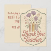 Danke, Lehrerin Vintag Dankeskarte (Vorne/Hinten)