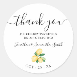 Danke, Lemon Bridal Wedding Runder Aufkleber