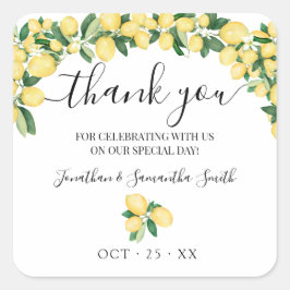 Danke, Lemons Wedding Brautparty Quadratischer Aufkleber