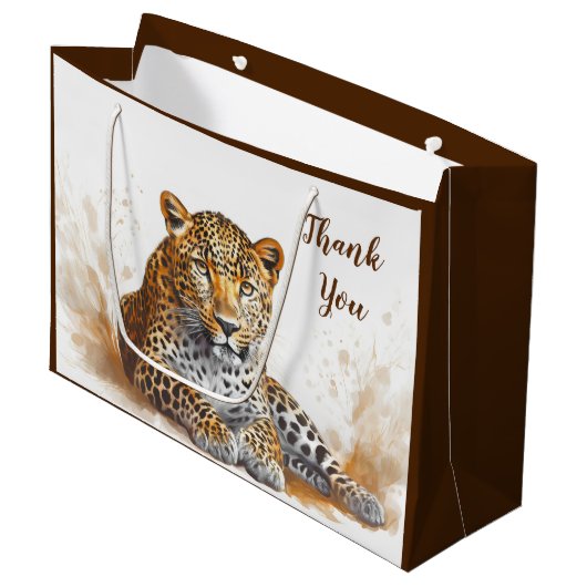 Danke Leopard Animal Portrait Große Geschenktüte (Vorderseite Schrägansicht)