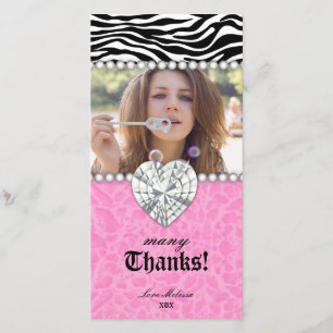 Danke Leopard Zebra Spitze-Perlen-Juwel-Bonbon 16