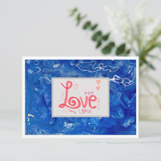 Danke Liebe Flat Card 3.5" x 5" - Blau (Stehend Vorderseite)