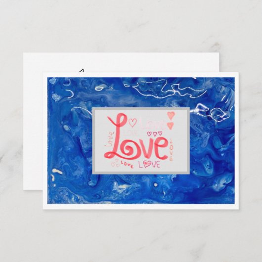 Danke Liebe Flat Card 3.5" x 5" - Blau (Vorne/Hinten)