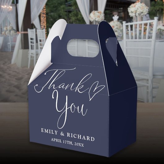 Danke Liebe Heart Navy Blue Wedding Geschenkschachtel