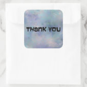 Danke Lila Blue Misty Watercolor Quadratischer Aufkleber (Tasche)