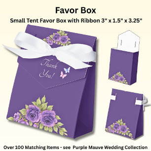 Danke, lila Mauve Blumen & weiße Hochzeit Geschenkschachtel