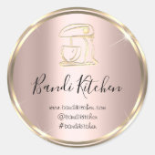 Danke Logo Kitchen Cooking Koch Rose Gold Elegant Runder Aufkleber (Vorderseite)