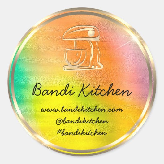 Danke Logo Küche Kochen Koch Gelb GrünGold Runder Aufkleber (Vorderseite)
