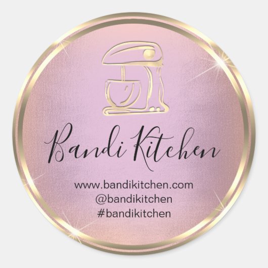 Danke Logo Küche Kochen Koch Rose Gold Runder Aufkleber (Vorderseite)