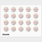 Danke Logo Rosa und Gold Runder Aufkleber (Blatt)