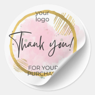 Danke Logo Rosa und Gold Runder Aufkleber