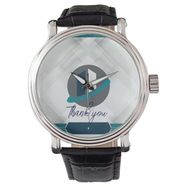 Danke & Logo weiß Armbanduhr (Vorderseite)