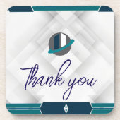 Danke & Logo weiß Getränkeuntersetzer (Vorderseite)