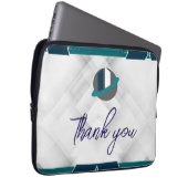 Danke & Logo weiß Laptopschutzhülle (Vorne Rechts)