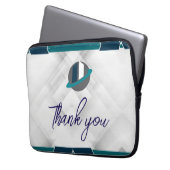 Danke & Logo weiß Laptopschutzhülle (Vorderseite Links)
