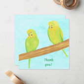 Danke, Love Birds Parakeets cards Mitteilungskarte (Vorderseite/Rückseite Beispiel)