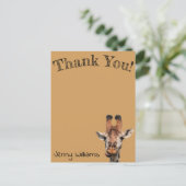 Danke, lustige Giraffe, braun Postkarte (Stehend Vorderseite)