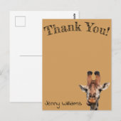 Danke, lustige Giraffe, braun Postkarte (Vorne/Hinten)