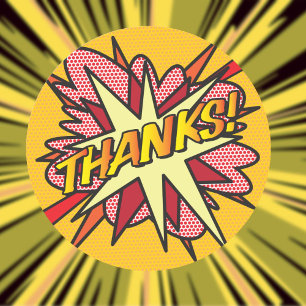 DANKE Lustiger moderner Comic-Thank-You Runder Aufkleber