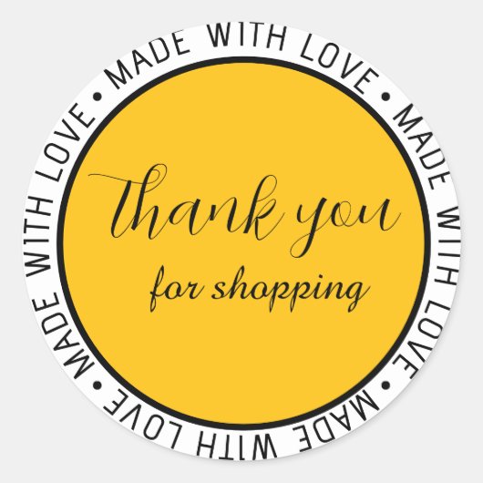 "Danke | Made with Liebe" Classic, einfach und ind Runder Aufkleber (Vorderseite)