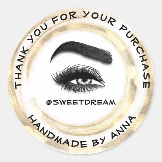 Danke Makeup Artist Lash Cleaner Grau Golden White Runder Aufkleber (Vorderseite)