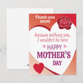 Danke Mama Feiertagskarte (Vorne/Hinten)