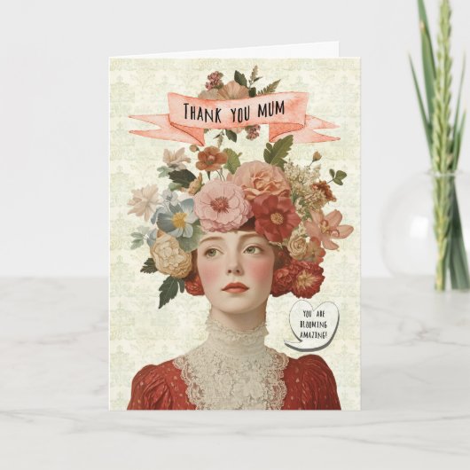 Danke Mama florale Muttertagskarte Einladung (Vorderseite)