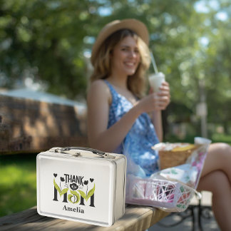 Danke Mama Florale Personalisierte Metall-Lunchbox Metall Brotdose