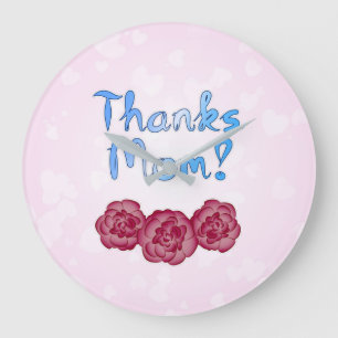 Danke Mama mit Carnation Blume für den Muttertag Große Wanduhr