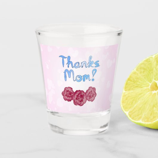 Danke Mama mit Carnation Blume für den Muttertag Schnapsglas (Vorderseite)