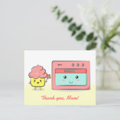 Danke, Mama - Niedlicher Kuchen und rosa Ofen Postkarte (Stehend Vorderseite)