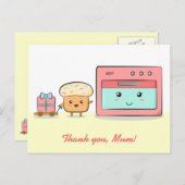 Danke, Mama - Niedlicher Kuchen und rosa Ofen Postkarte (Vorne/Hinten)