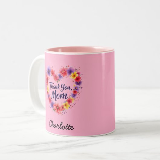 Danke Mama | Personalisierter Muttertag Zweifarbige Tasse (Vorderseite Links)