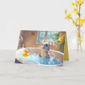 Danke, Maus in der Blase Bath Karte (Gelbe Blume)