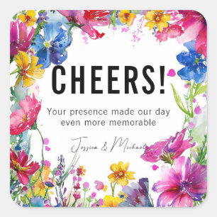 ❤️ DANKE 🌻 🌹 Meadow Blooms Collection Quadratischer Aufkleber