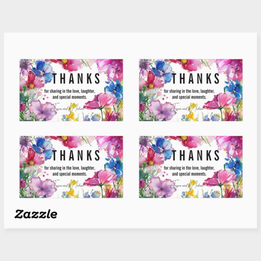 Danke 🌻 💗 🌹 Meadow Blooms Collection Rechteckiger Aufkleber (Blatt)