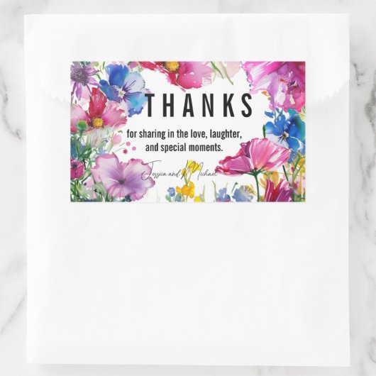 Danke 🌻 💗 🌹 Meadow Blooms Collection Rechteckiger Aufkleber (Tasche)