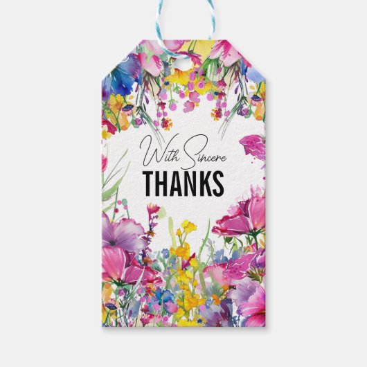 🌺 🌸 🏵️ Danke, Meadow Blooms Geschenkanhänger (Vorderseite)