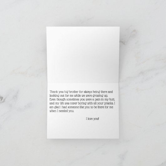 Danke, mein Bruder Dankeskarte (Innenseite)