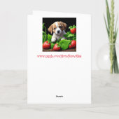 Danke, mein Freund | Welpe in Erdbeeren Karte (Rückseite)