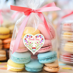 Danke Mexikanisches Fiesta Blume Quinceanera Party Herz-Aufkleber