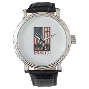 Danke Militär-Amerikanische-Flagge-Shirt-Design_1 Armbanduhr