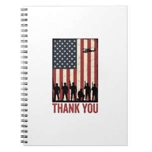 Danke Militär-Amerikanische-Flagge-Shirt-Design_1 Notizblock