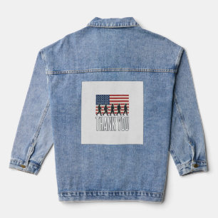 Danke Militärflagge Silhouette Vintage-Shirt D Jeansjacke