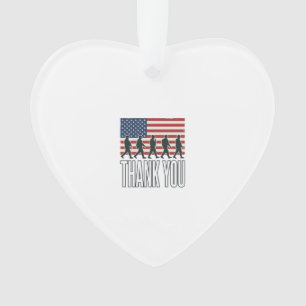 Danke Militärflagge Silhouette Vintage-Shirt D Ornament