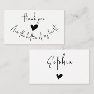 Danke Minimalistische schwarze Typografie Süßes He Visitenkarte