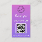 Danke | Minimalistischer QR-Code für Geschäftslogo Rabattkarte (Vorderseite)