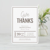 Danke Minimalistisches Erntedank Dinner Einladung (Stehend Vorderseite)